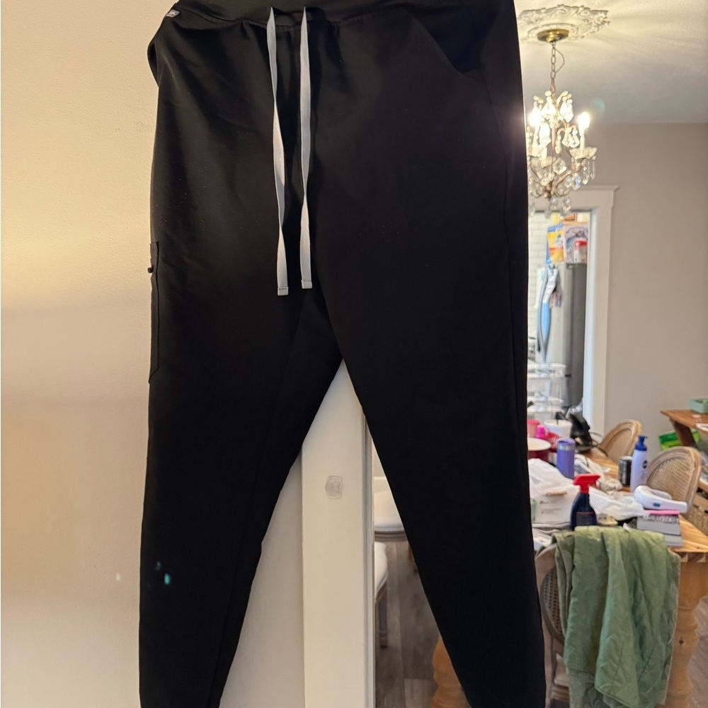 Stylish Black Joggers with White Drawstring